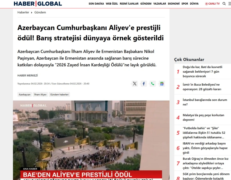İlham Əliyevin Əbu-Dabiyə səfəri dünya mətbuatının diqqət mərkəzindədir - FOTO