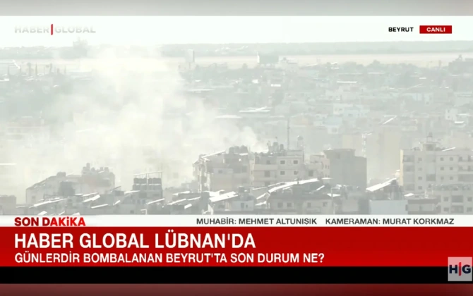 "Haber Global"ın Beyrutdan canlı yayımı zamanı şəhər bombalanıb - VİDEO
