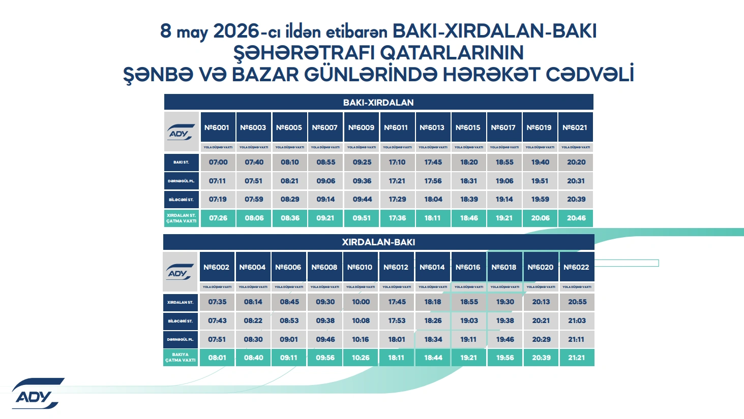 Bakı–Xırdalan qatarlarının hərəkət qrafiki yeniləndi - FOTO