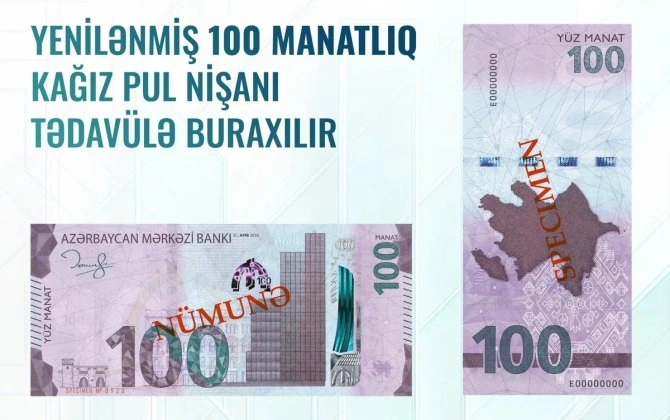 Azərbaycanda 100 manatlıq əskinaslar yenilənir