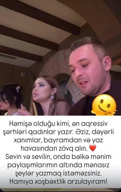 “Onda bəlkə mənim paylaşımlarımın altında mənasız şeylər yazmaq istəməzsiniz“