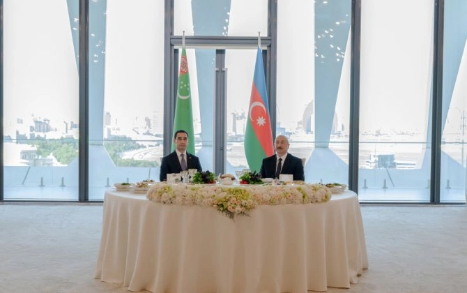 İlham Əliyevin adından Türkmənistan Prezidentinin şərəfinə dövlət ziyafəti verilib - FOTO