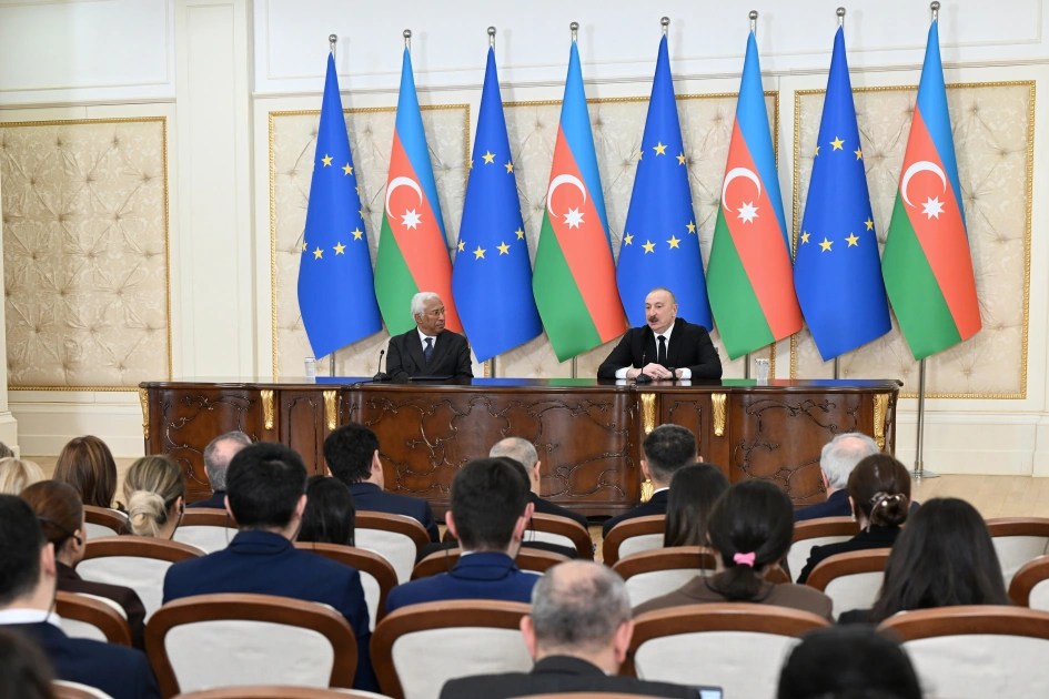 İlham Əliyev və Avropa İttifaqı Şurasının Prezidenti mətbuata bəyanatlarla çıxış ediblər - FOTO - YENİLƏNİB