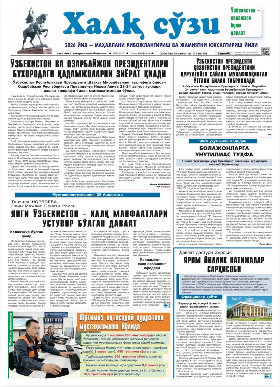 Əkbər Qoşalının yazısı Özbəkistanın rəsmi mətbuatında - FOTO
