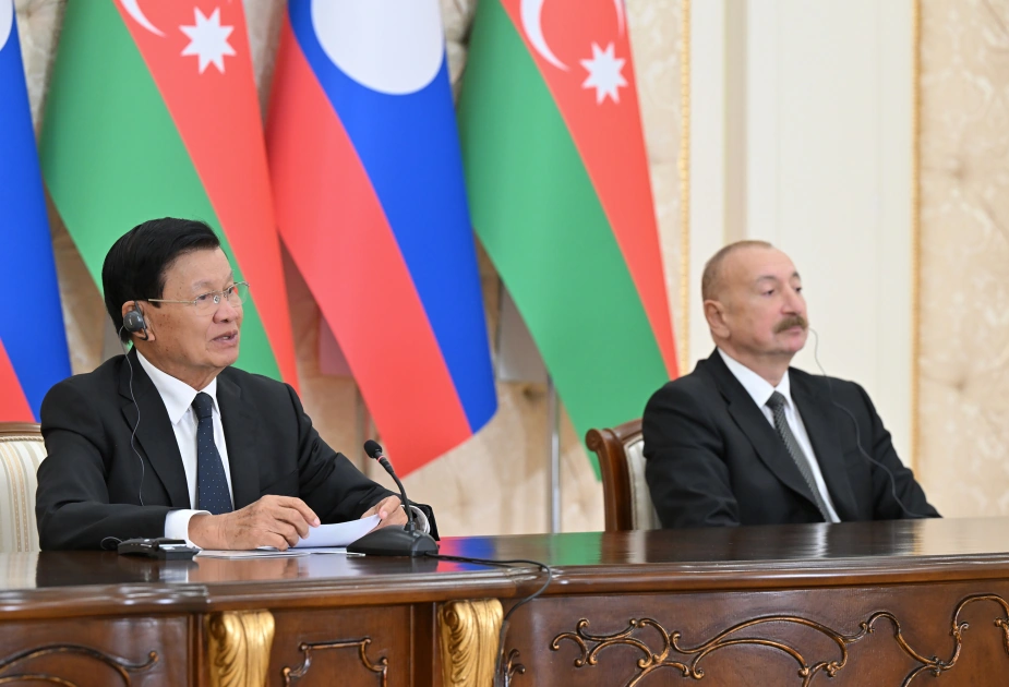 Azərbaycan və Laos prezidentləri mətbuata bəyanatlarla çıxış etdilər - FOTO - YENİLƏNİB