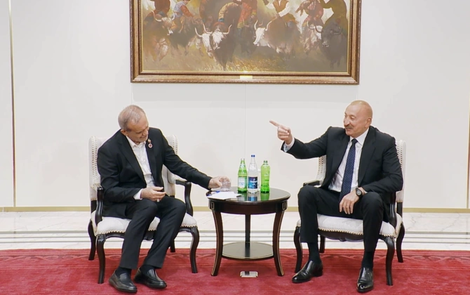 İlham Əliyev Pezeşkiana: Azərbaycan suyundan için - VİDEO
