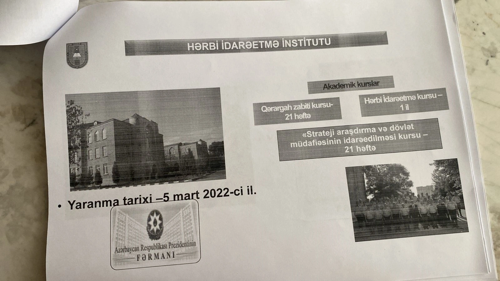 Milli Mudafiə Unuversitetinin tabeliyində olan bütün xüsusi təyinatlı tədris müəssisələrində hazırlanan kadrlar muasir tələblərə cavab verirlər