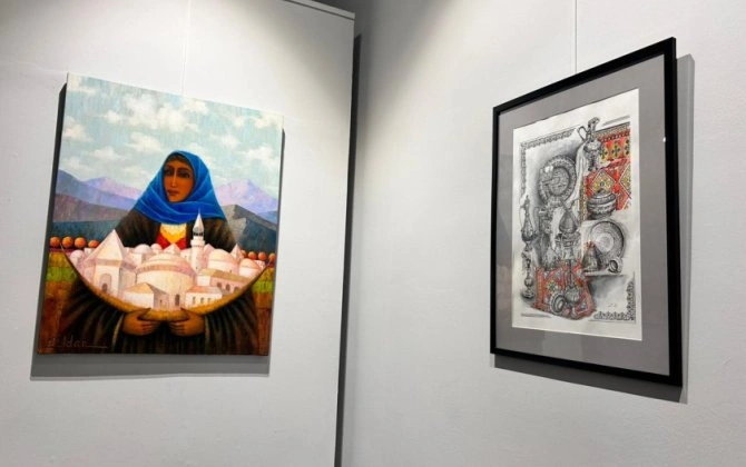 Bakıda Şimali Kipr Türk Cümhuriyyətinə həsr edilmiş rəsm əsərləri nümayiş olunub - FOTO