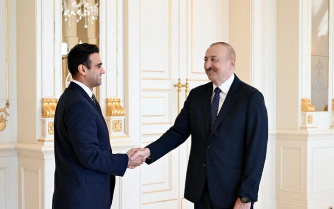İlham Əliyev ABŞ Konqresinin Nümayəndələr Palatasının üzvünü qəbul etdi - FOTO