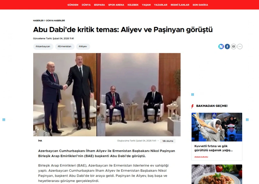 İlham Əliyevin Əbu-Dabiyə səfəri dünya mətbuatının diqqət mərkəzindədir - FOTO