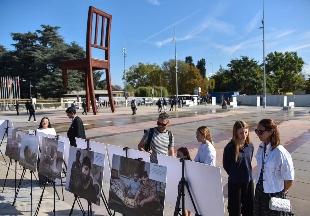 Cenevrədə Ermənistanın Azərbaycana qarşı mina müharibəsinə dair ekspozisiya açılıb - FOTO