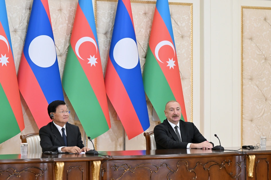 Azərbaycan və Laos prezidentləri mətbuata bəyanatlarla çıxış etdilər - FOTO - YENİLƏNİB