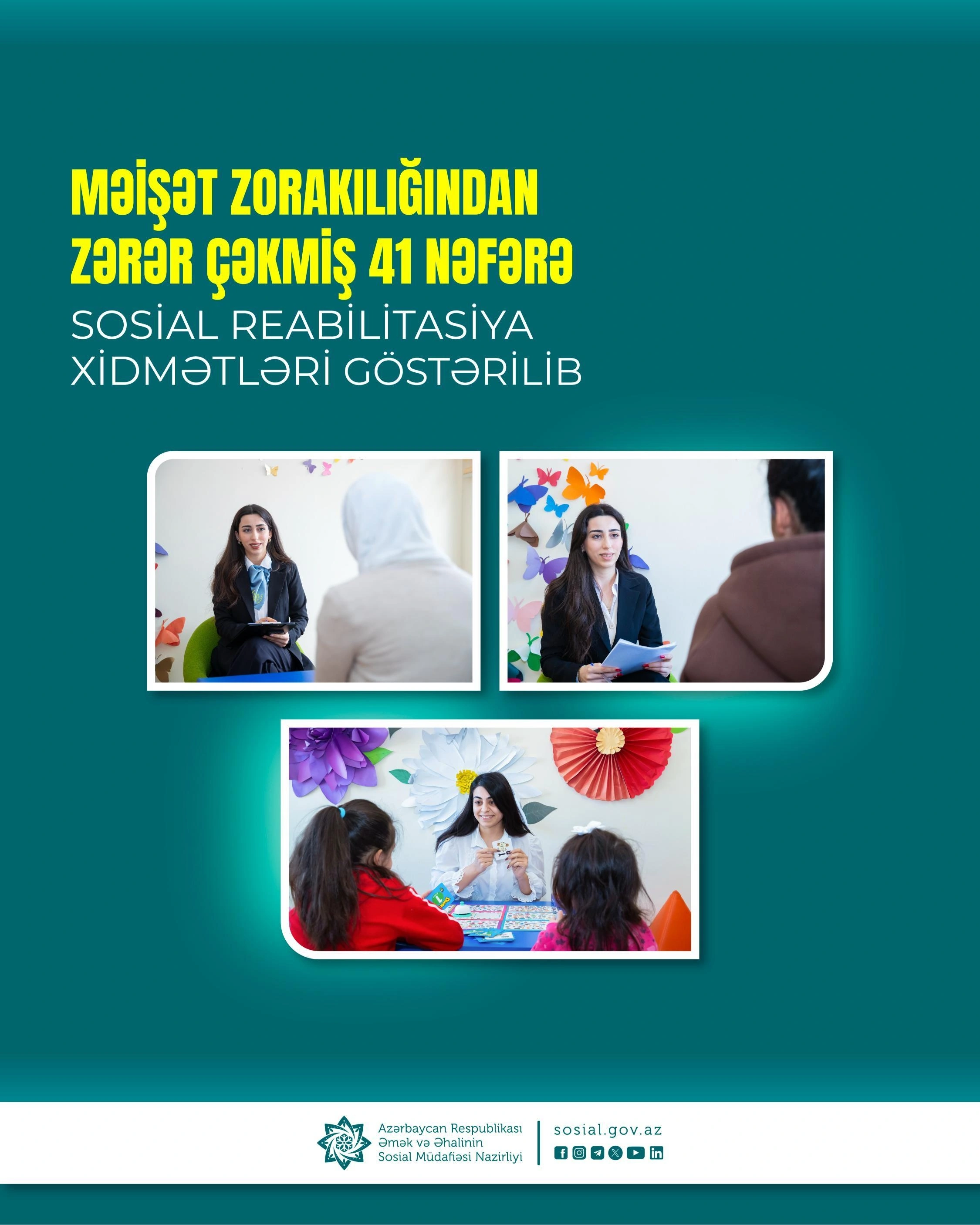 Məişət zorakılığından zərər çəkmiş 41 nəfərə sosial reabilitasiya xidmətləri göstərilib