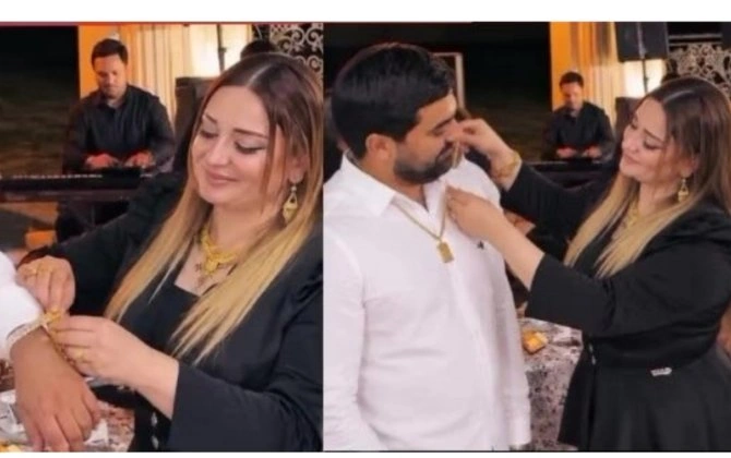 Pünhan Piriyevə qayınatası və qayınanası 1 kq yarım qızıl hədiyyə etdi - VİDEO