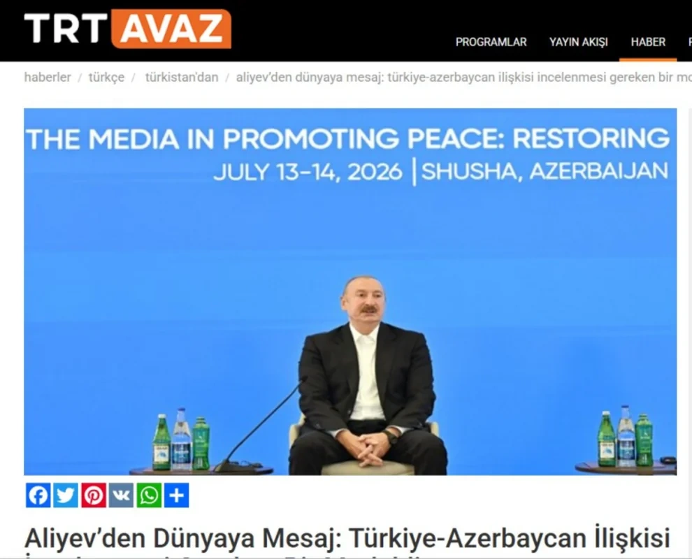 Prezidentin IV Şuşa Qlobal Media Forumundakı çıxışı Türkiyə mediasının diqqət mərkəzindəd - FOTO