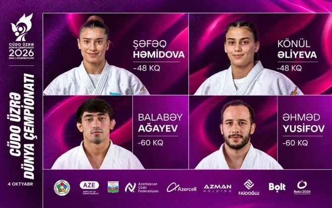 Bakıda keçirilən dünya çempionatında Azərbaycan cüdoçuları mübarizəyə başlayır