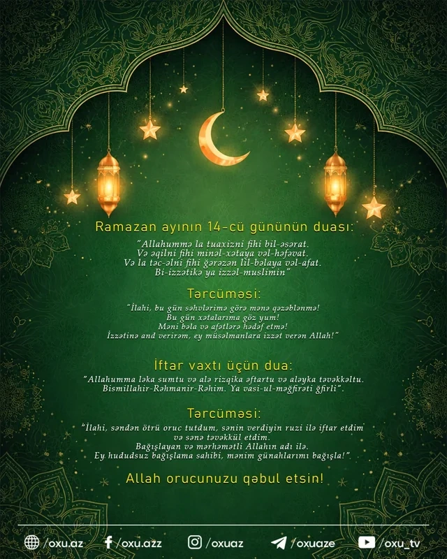 Ramazan ayının on dördüncü gününün iftar vaxtı - FOTO