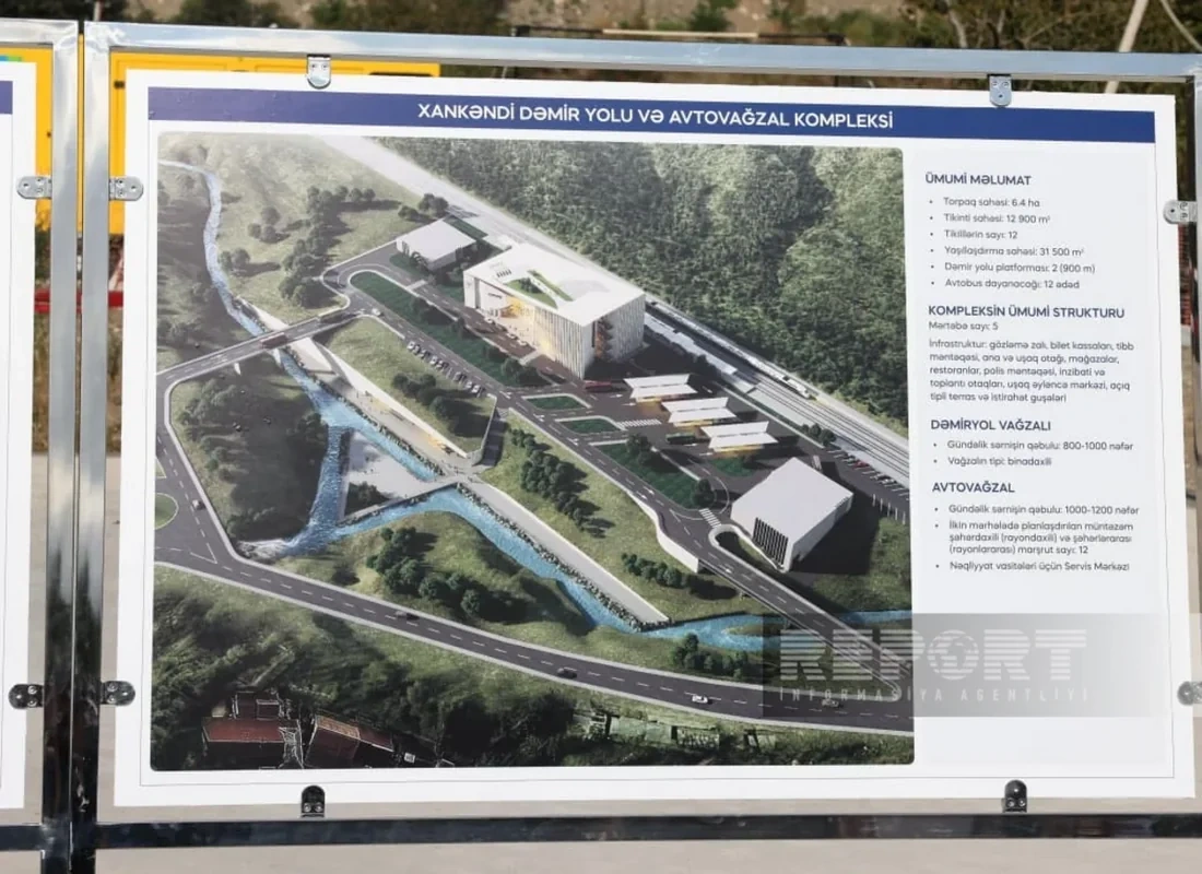 Diplomatlar Xankəndidə dəmir yolu və avtovağzal kompleksinin tikintisi ilə tanış olublar - FOTO
