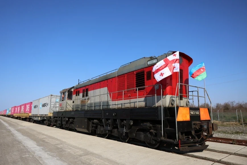 Poti–Bakı ekspres blok-qatarının yola salınması mərasimi keçirildi - FOTO