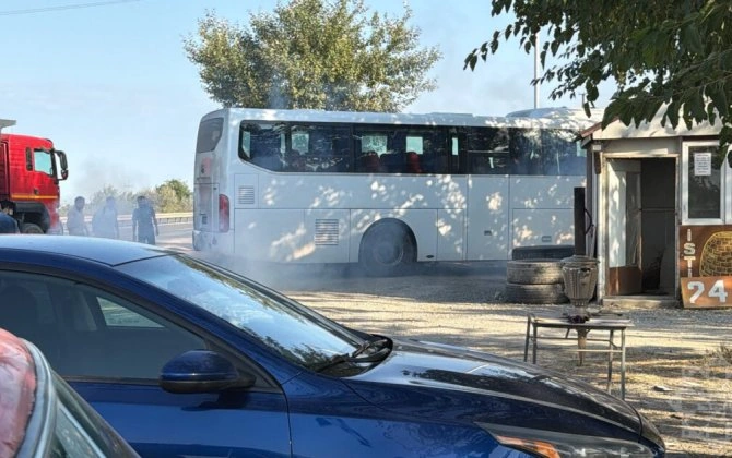 Xaçmazdan Bakıya gələn sərnişin avtobusunda yanğın - FOTO