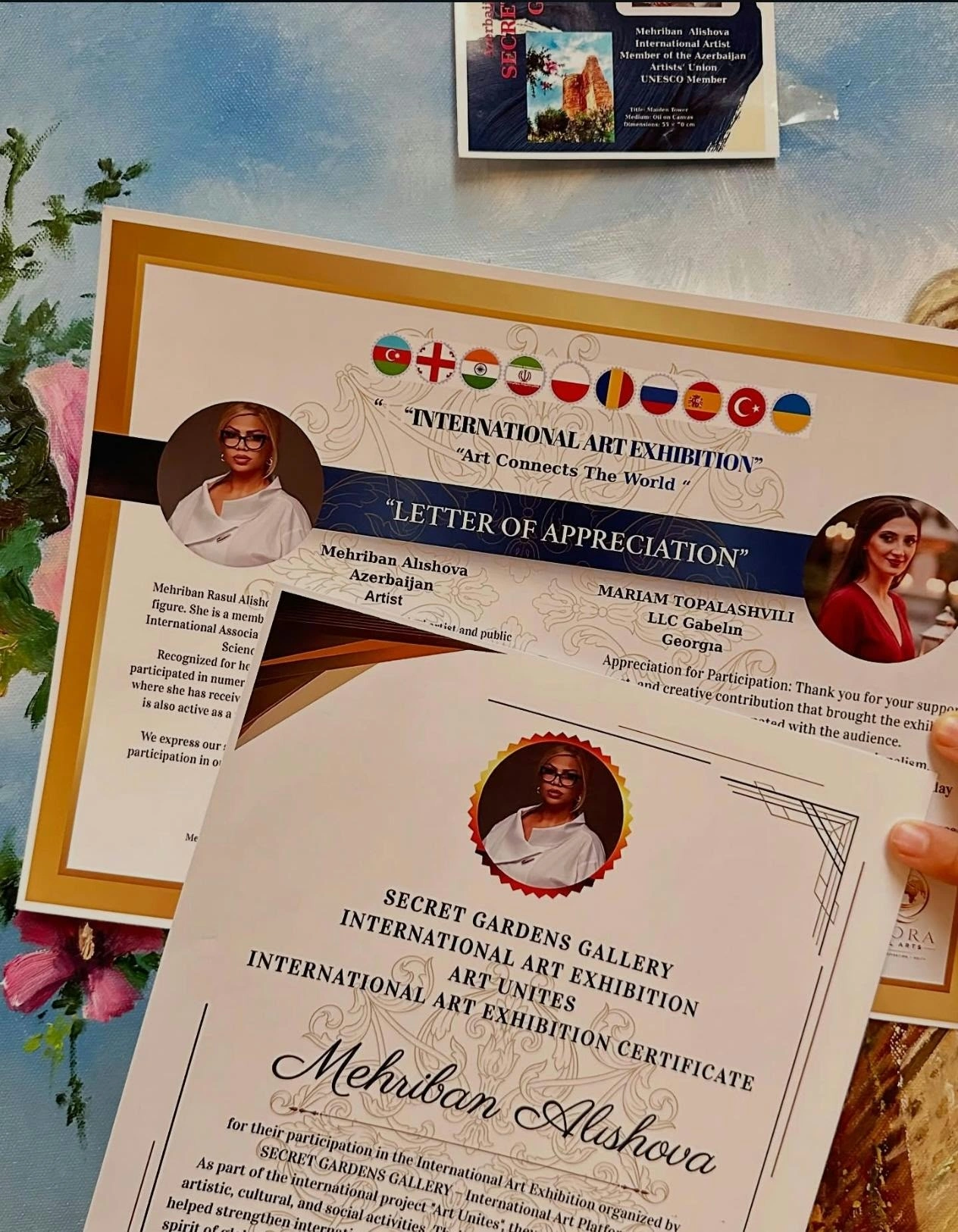 Azərbaycan, Gürcüstan və İran rəssamlarının qatıldığı beynəlxalq sərgidə ölkəmizi Mehriban Alışova təmsil edib-FOTOLAR