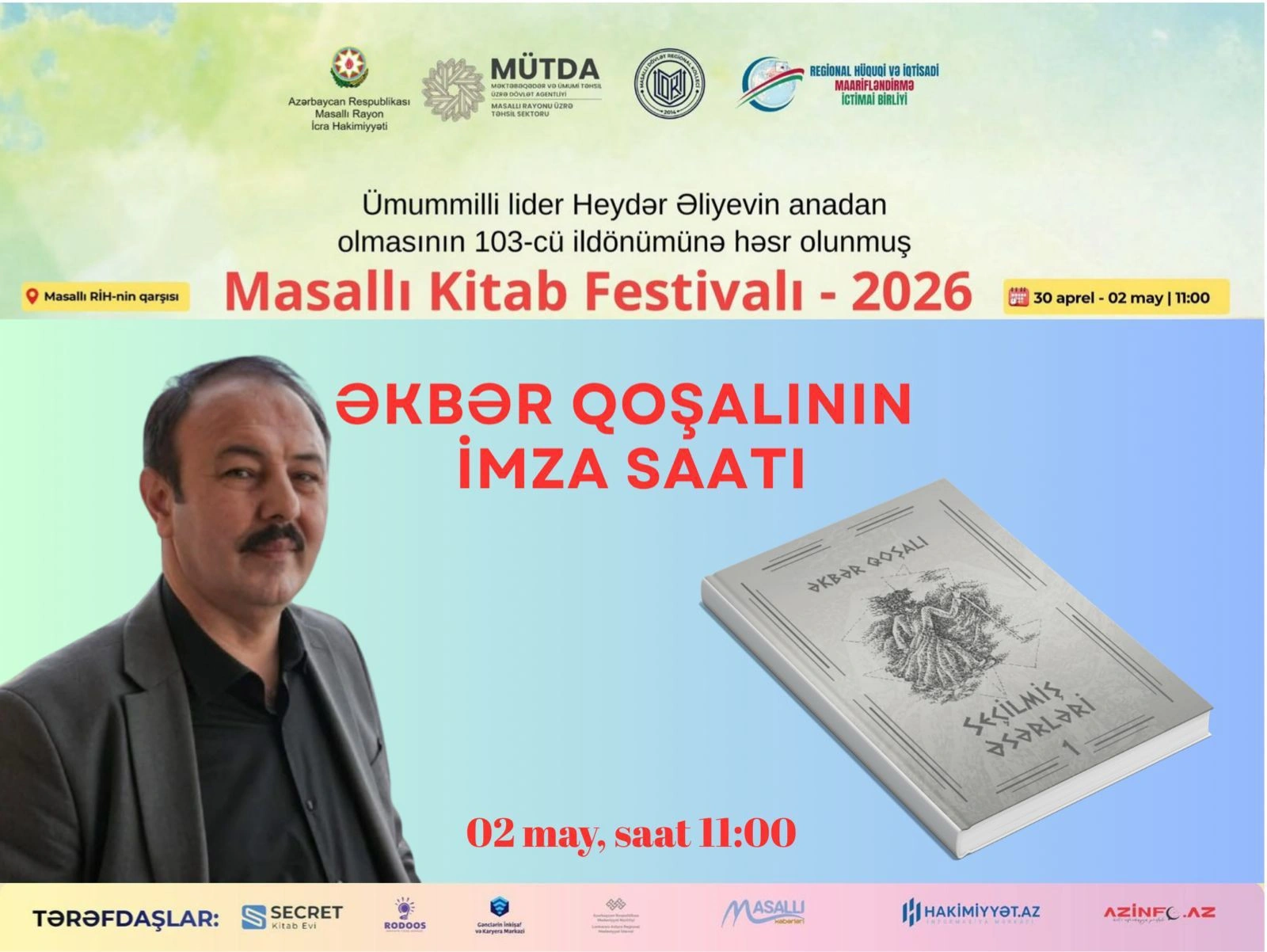 Masallı Kitab Festivalında Əkbər Qoşalının “Seçilmiş əsərləri”nin I cildinin imza mərasimi keçirilib - FOTO