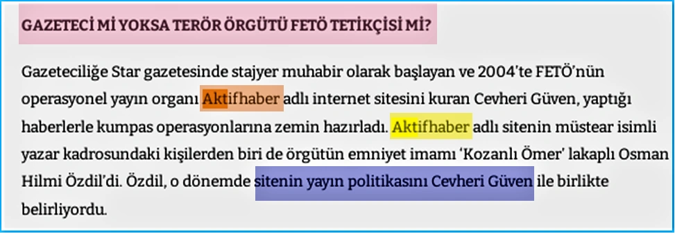 “FETO” terror təşkilatının bəzi üzvlərinin Gültəkin Hacıbəylini dəstəkləmələrinə dair faktlar