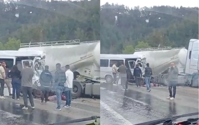 Mikroavtobusla TIR toqquşdu - Ölənlər və yaralananlar var