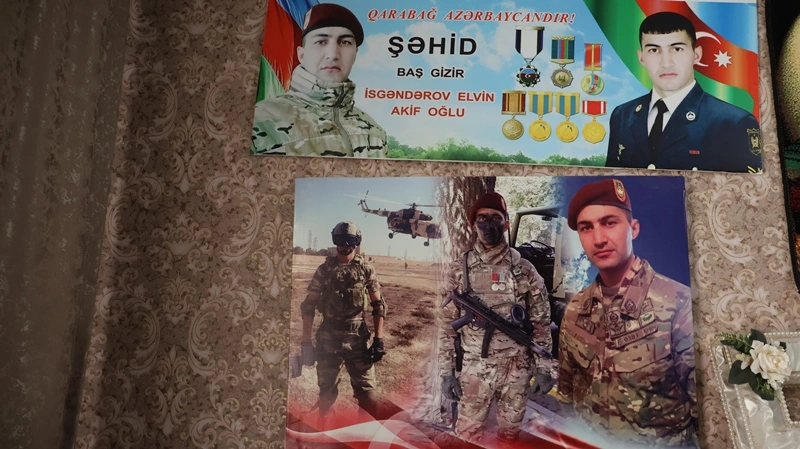 Polkovnik Cəlil Xəlilov Şabranda şəhid Elvin İsgəndərovun ailəsini ziyarət edb
