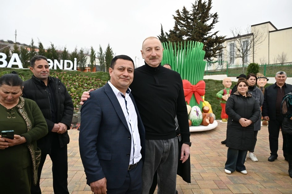 Prezident Xocavəndin Xanoba kəndində fərdi evlərin və infrastrukturun bərpa işləri ilə tanış olub - FOTO - YENİLƏNİB