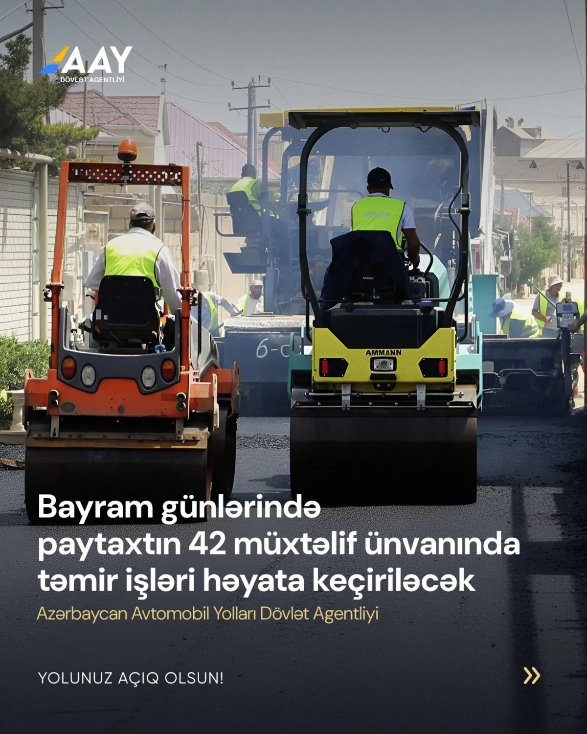 Bayram günlərində paytaxtın 42 müxtəlif ünvanında avtomobil yolları təmir olunacaq - FOTO
