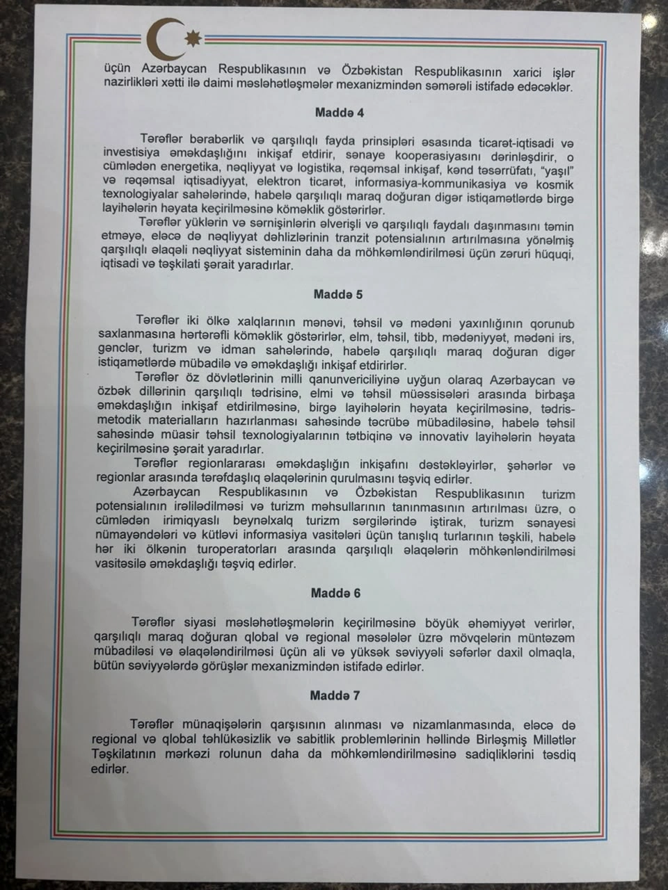 Azərbaycan və Özbəkistan arasında "Əbədi dostluq haqqında Müqavilə" imzalandı - FOTO