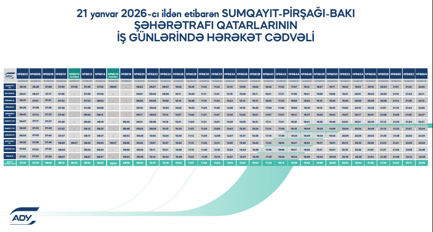 Bakı–Xırdalan qatarlarının hərəkət qrafiki yeniləndi - FOTO
