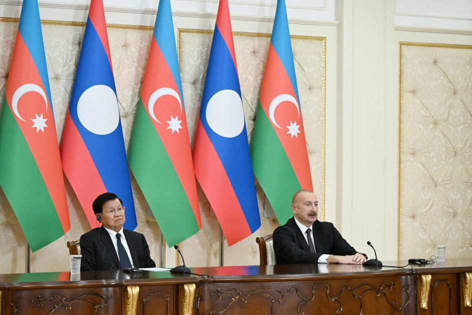 Azərbaycan və Laos prezidentləri mətbuata bəyanatlarla çıxış etdilər - FOTO - YENİLƏNİB