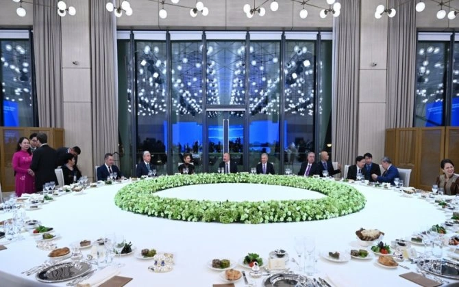 Prezident İlham Əliyevin adından AQEM-in 7-ci Zirvə Görüşünün iştirakçılarının şərəfinə şam yeməyi verilib - FOTO
