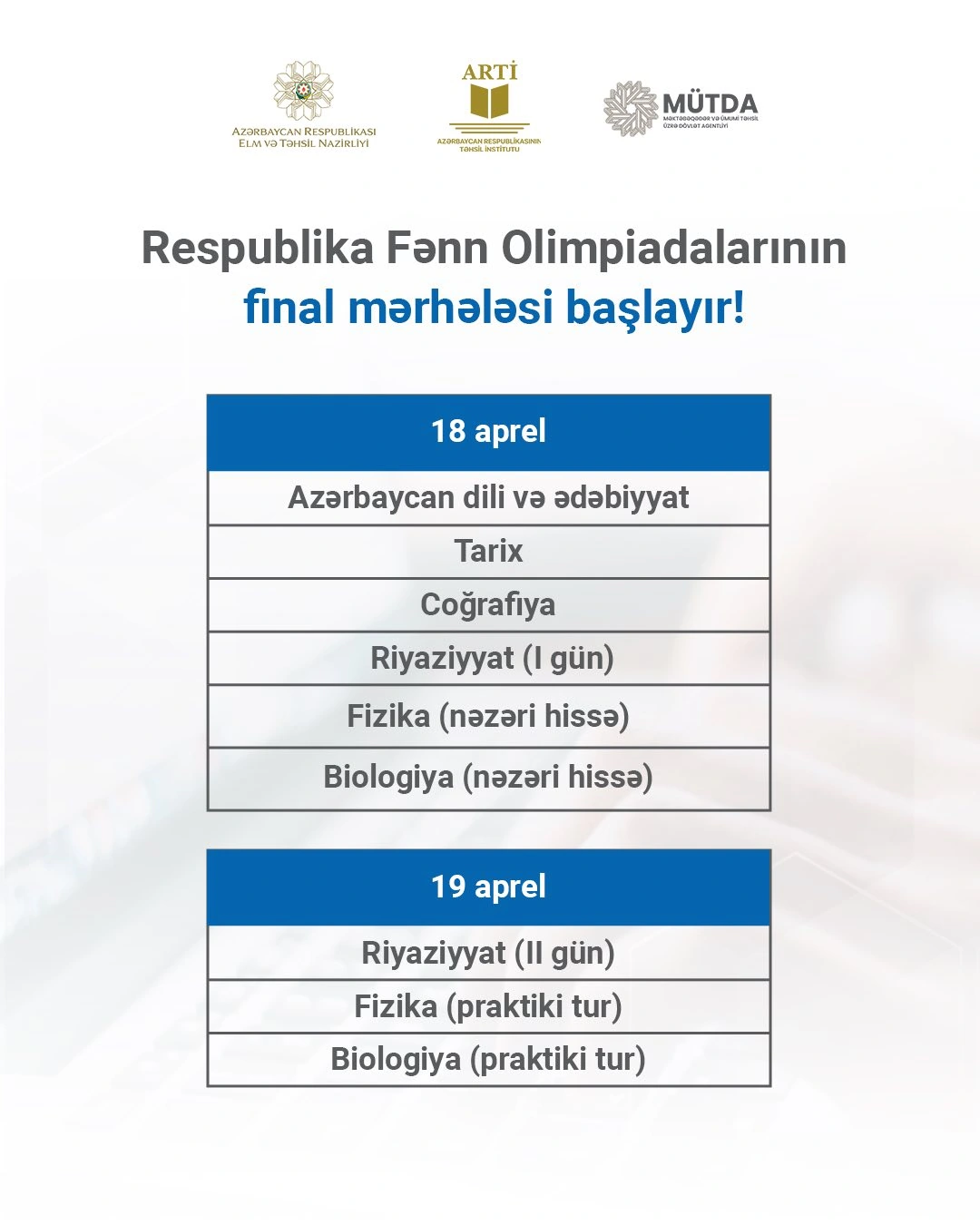 Respublika Fənn Olimpiadalarının (RFO) final mərhələsinin vaxtı açıqlandı - FOTO