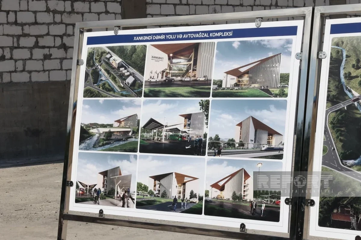 Diplomatlar Xankəndidə dəmir yolu və avtovağzal kompleksinin tikintisi ilə tanış olublar - FOTO