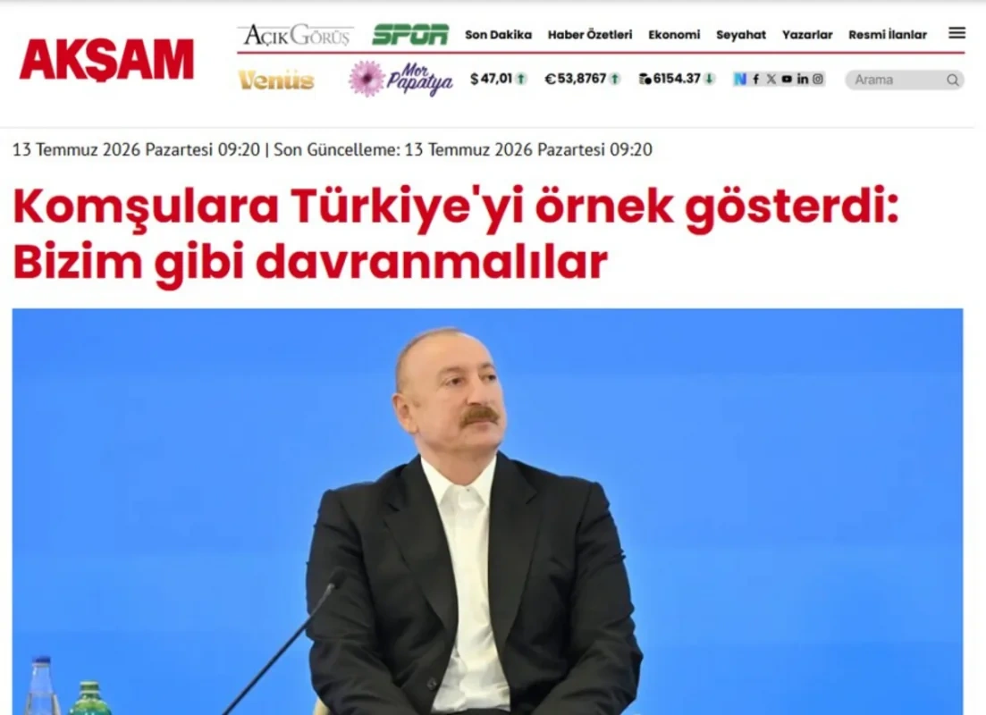 Prezidentin IV Şuşa Qlobal Media Forumundakı çıxışı Türkiyə mediasının diqqət mərkəzindəd - FOTO