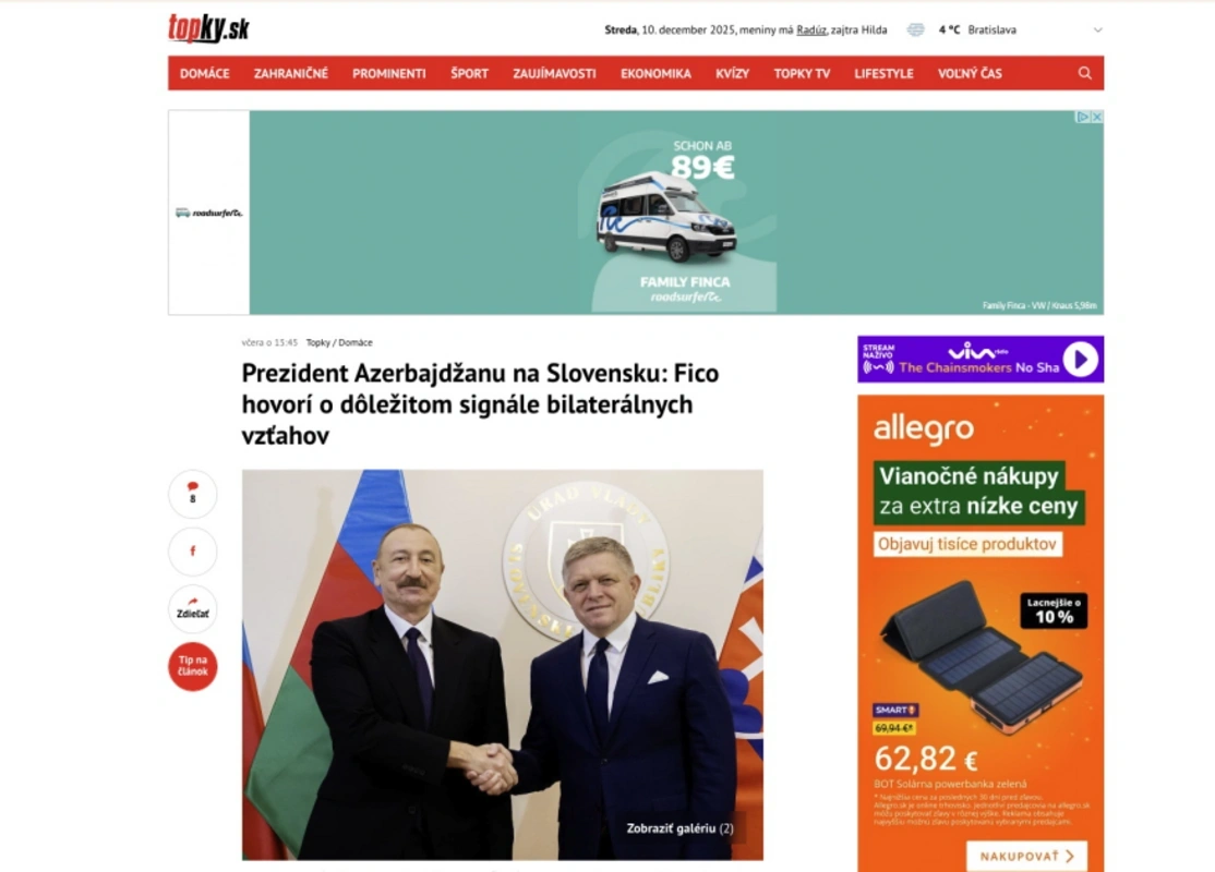 Azərbaycan Prezidentinin Slovakiyaya səfəri beynəlxalq medianın diqqət mərkəzində olub - FOTO
