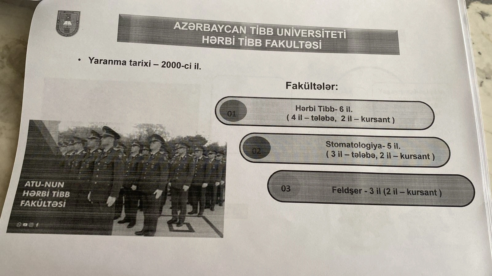 Milli Mudafiə Unuversitetinin tabeliyində olan bütün xüsusi təyinatlı tədris müəssisələrində hazırlanan kadrlar muasir tələblərə cavab verirlər