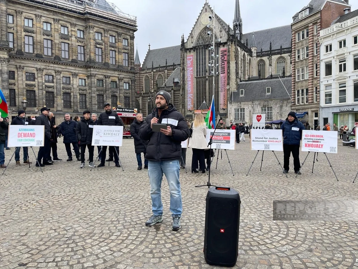 Amsterdamın mərkəzi meydanında "Xocalıya ədalət" aksiyası keçirilib - FOTO