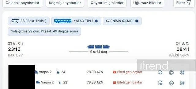 Bakı-Tbilisi-Bakı sərnişin qatarının bileti UCUZLAŞDI - FOTO