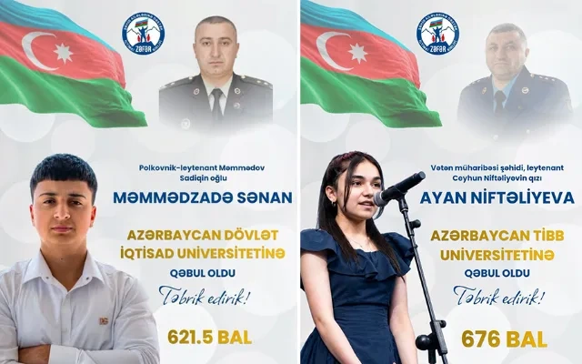 600-dən çox bal toplayan şəhid övladları bu universitetlərə qəbul oldular