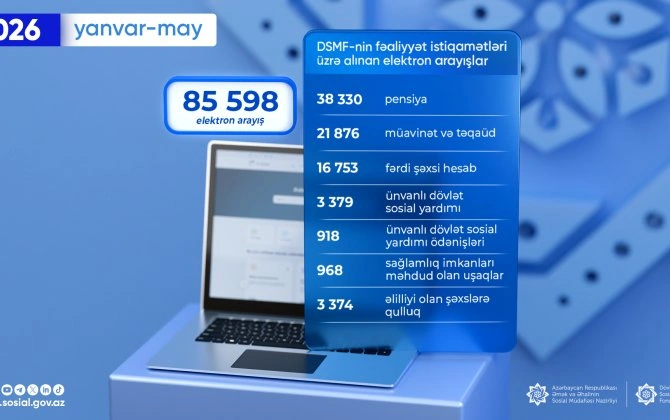 DSMF-nin fəaliyyət istiqamətləri üzrə 85 598 elektron arayış alınıb
