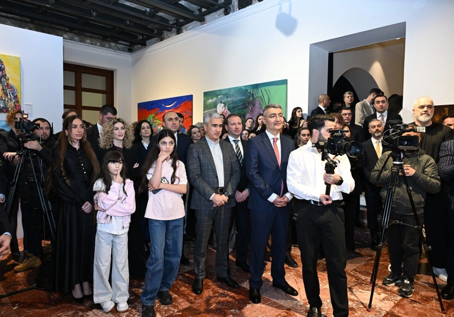 Leyla və Arzu Əliyevalar Tiranada MAMA "Ana təbiət" beynəlxalq incəsənət sərgisinin açılışında - FOTOLAR