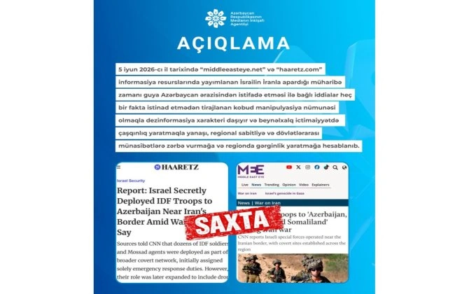 MEDİA: Azərbaycan ərazisinin İsrail-İran müharibəsində istifadə olunması ilə bağlı iddialar dezinformasiyadır