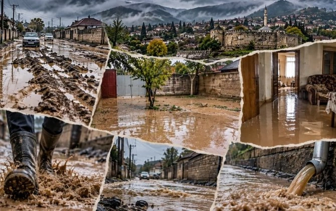 Şamaxıda ŞOK MƏNZƏRƏ: Cəmi 5 dəqiqəlik yağış rayonu BATAQLIĞA ÇEVİRDİ