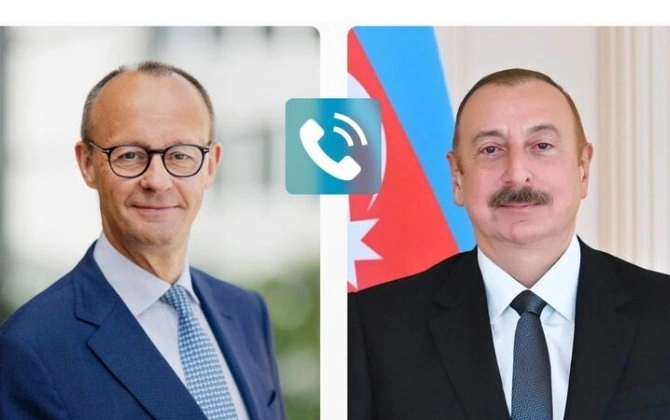 İlham Əliyev Almaniya Kansleri ilə Yaxın Şərqi müzakirə etdi