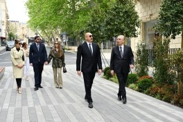 İlham Əliyev Bakının İslam Səfərli küçəsinin yenidənqurmadan sonra açılışında iştirak edib - FOTO