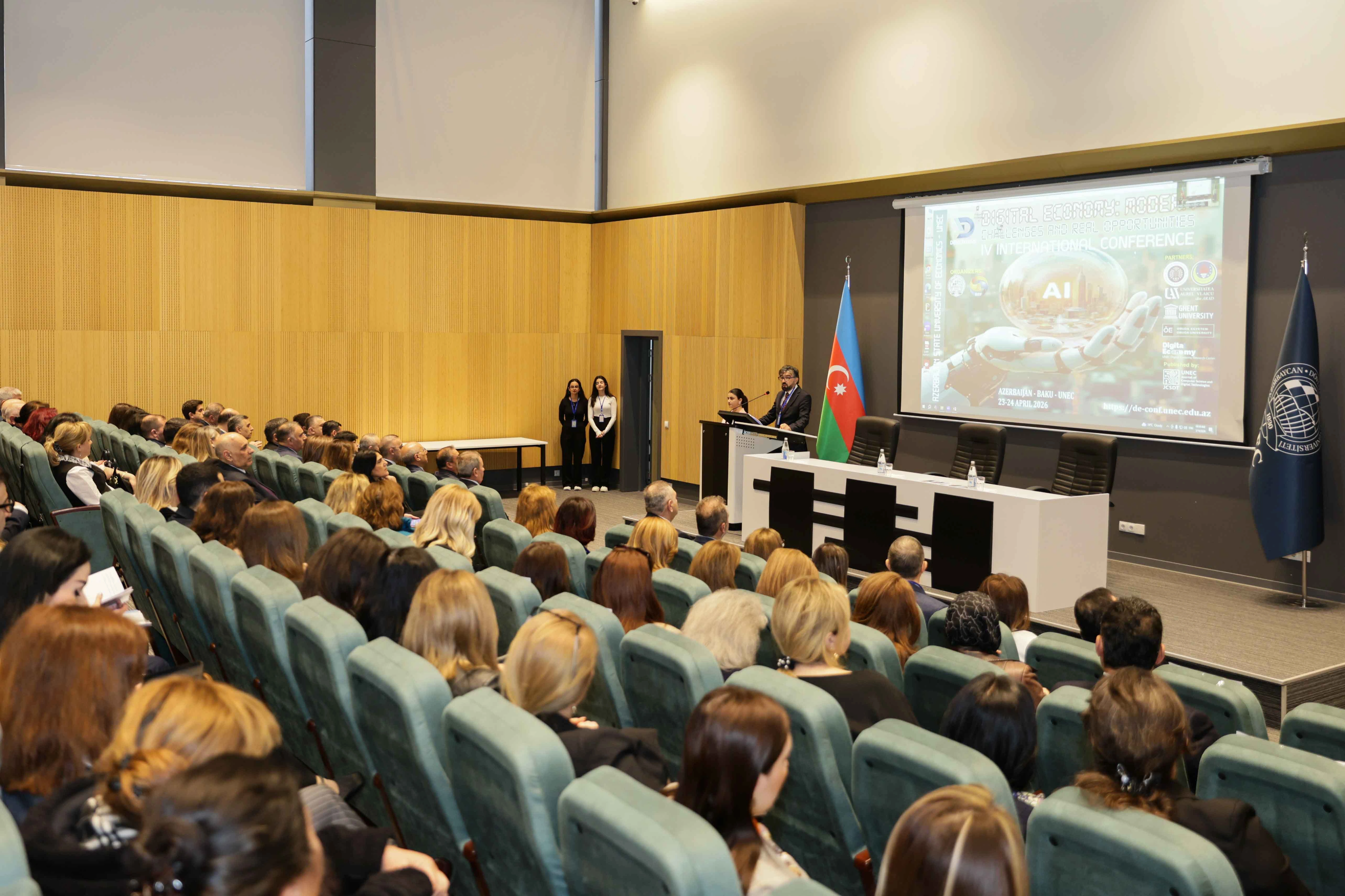 UNEC-də “Rəqəmsal iqtisadiyyat: Müasir çağırışlar və real imkanlar” mövzusunda IV beynəlxalq konfrans öz işinə başlayıb - FOTO
